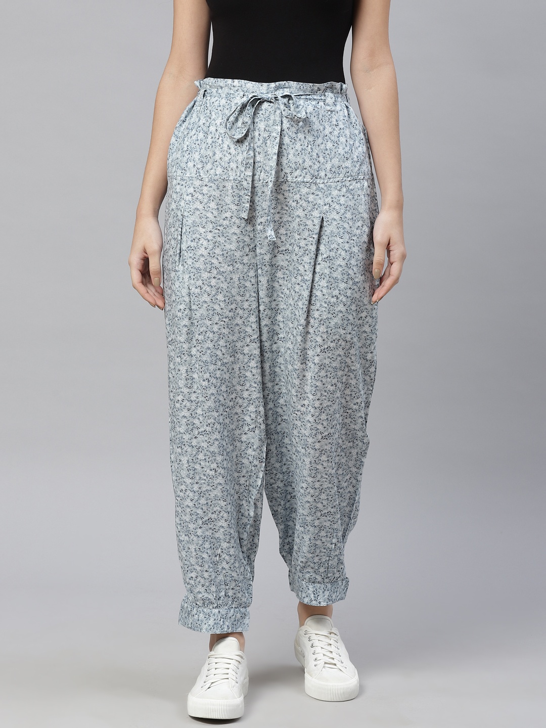 

Ayaany Women Grey Printed Pure Cotton Harem Pant