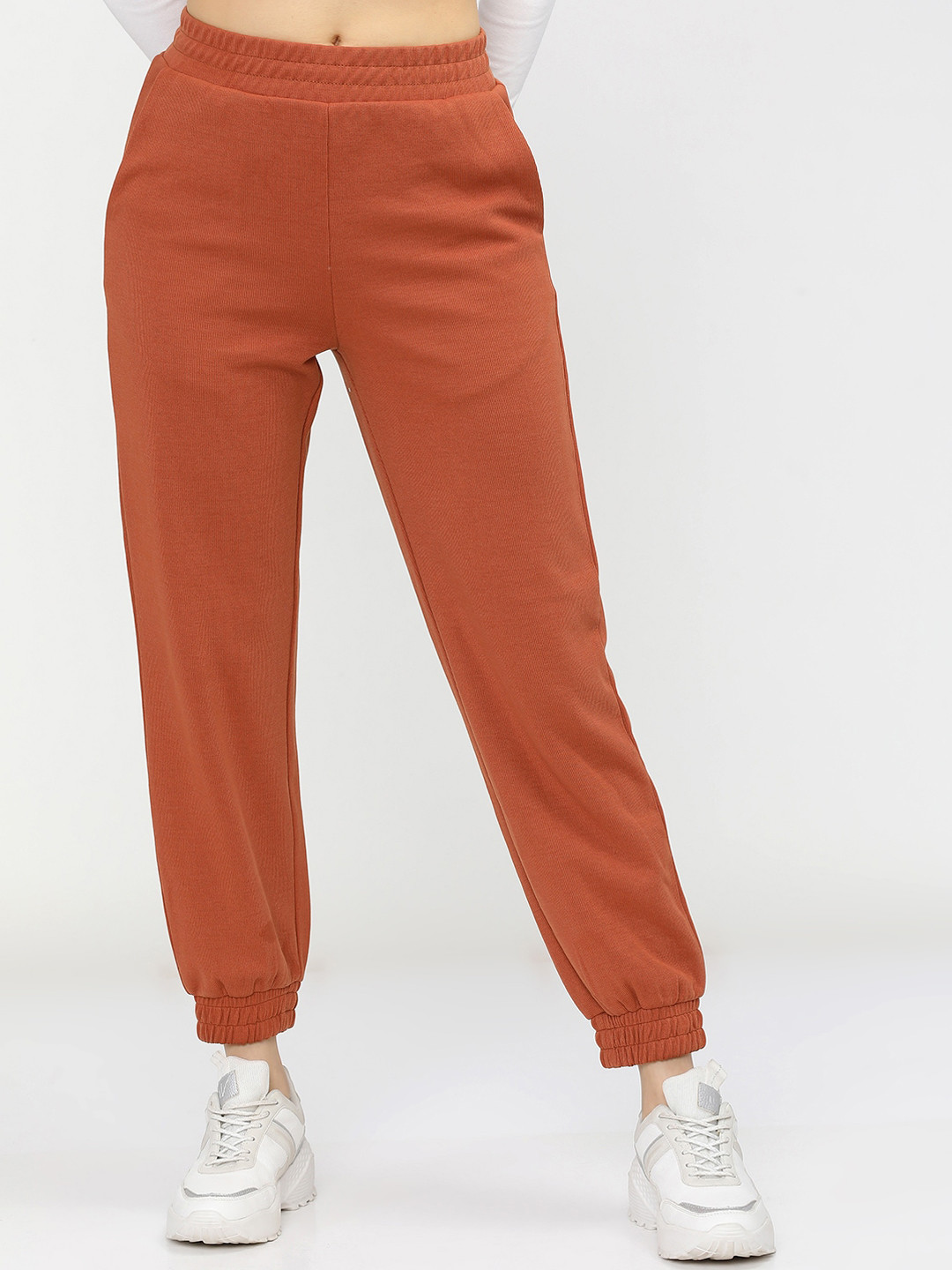 

Tokyo Talkies Women Rust Orange Joggers Trousers
