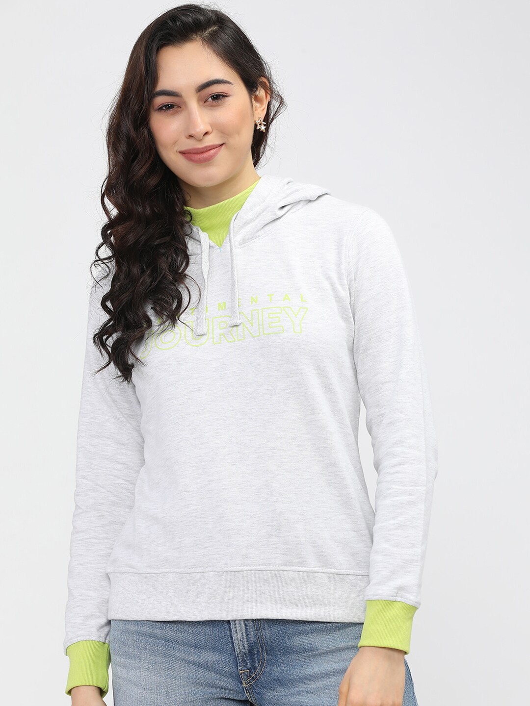 

Tokyo Talkies Woman White Printed Hooded Sweatshirt