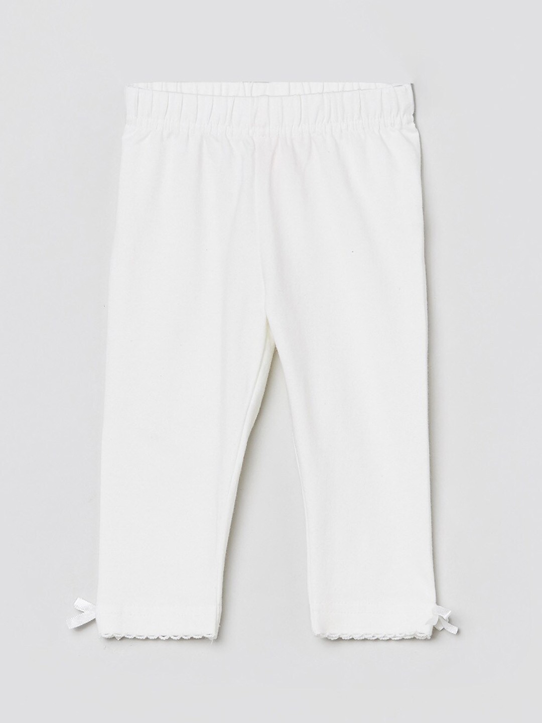 

max Girls White Solid Ankle-Length Leggings