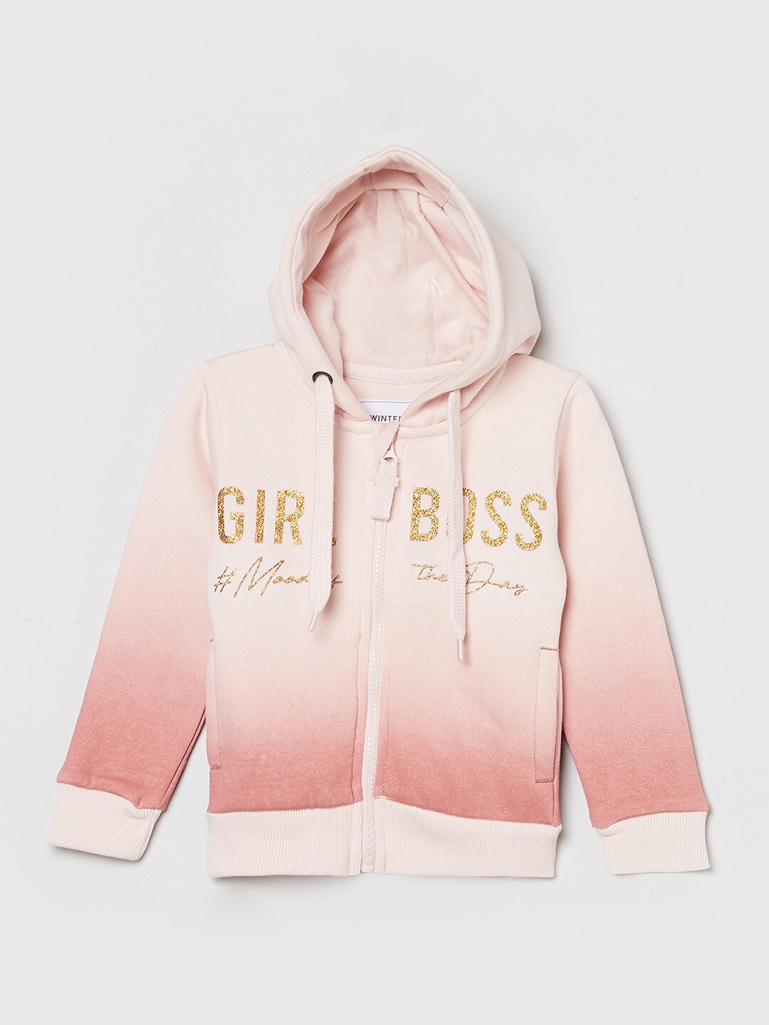 

max Girls Pink Printed Hooded Sweatshirt
