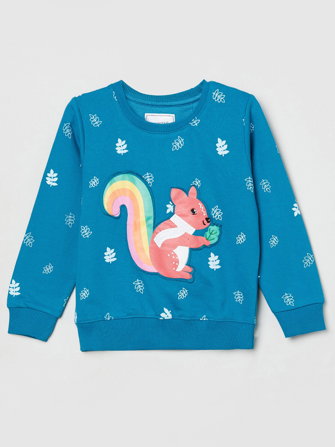 

max Girls Blue Printed Pure Cotton Sweatshirt