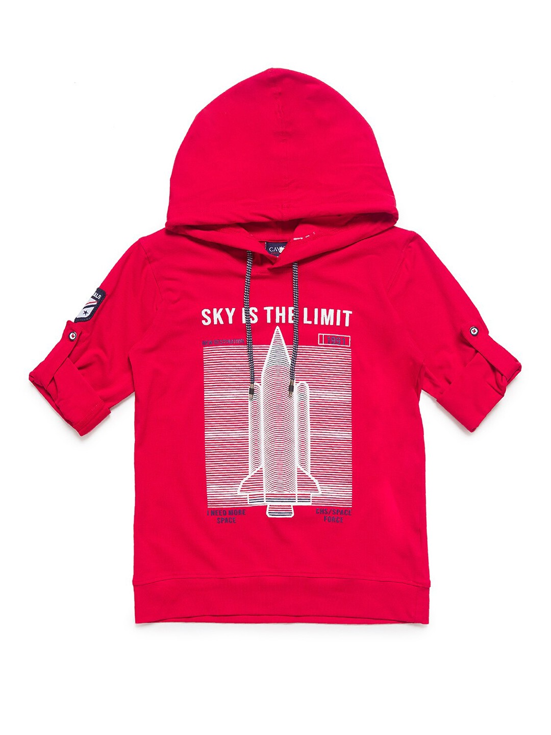 

CAVIO Boys Red Typography Printed Applique T-shirt