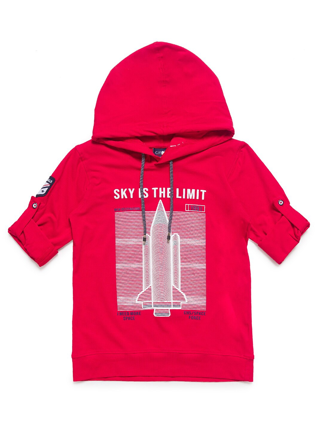 

CAVIO Boys Red Typography Printed Applique T-shirt
