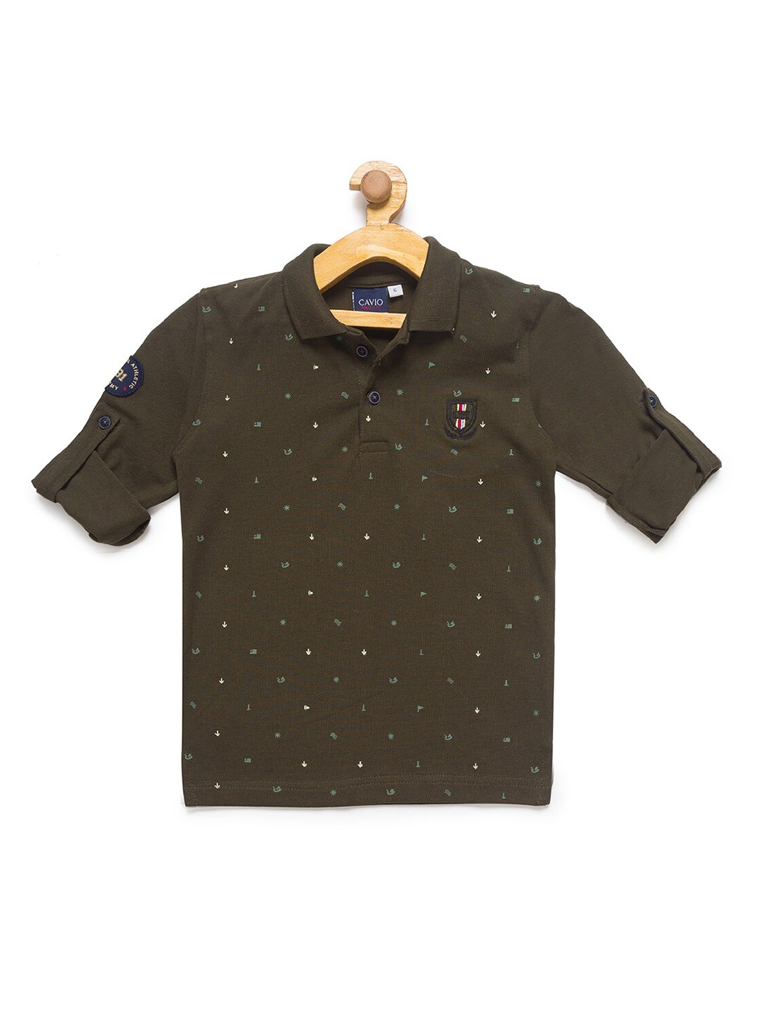 

CAVIO Boys Green Printed Polo Collar T-shirt