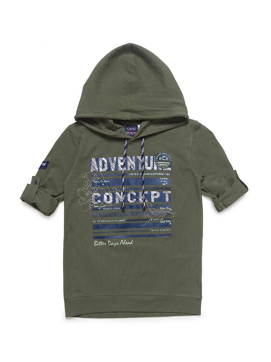 

CAVIO Boys Green Typography Printed T-shirt