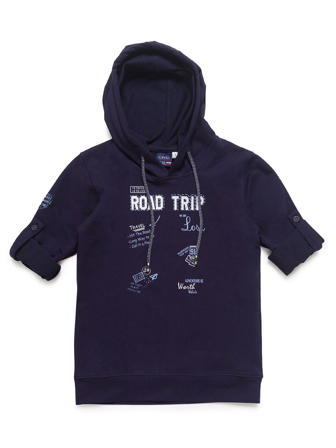 

CAVIO Boys Navy Blue Typography Printed T-shirt