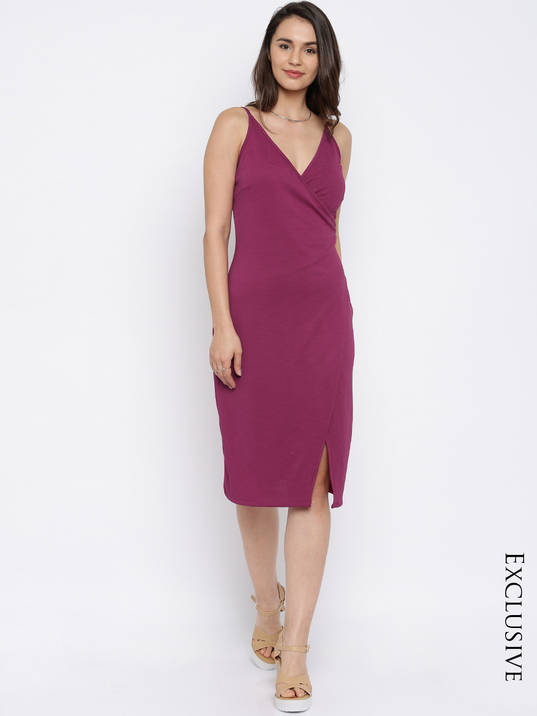 

Miss Chase Women Magenta Self-design Dress