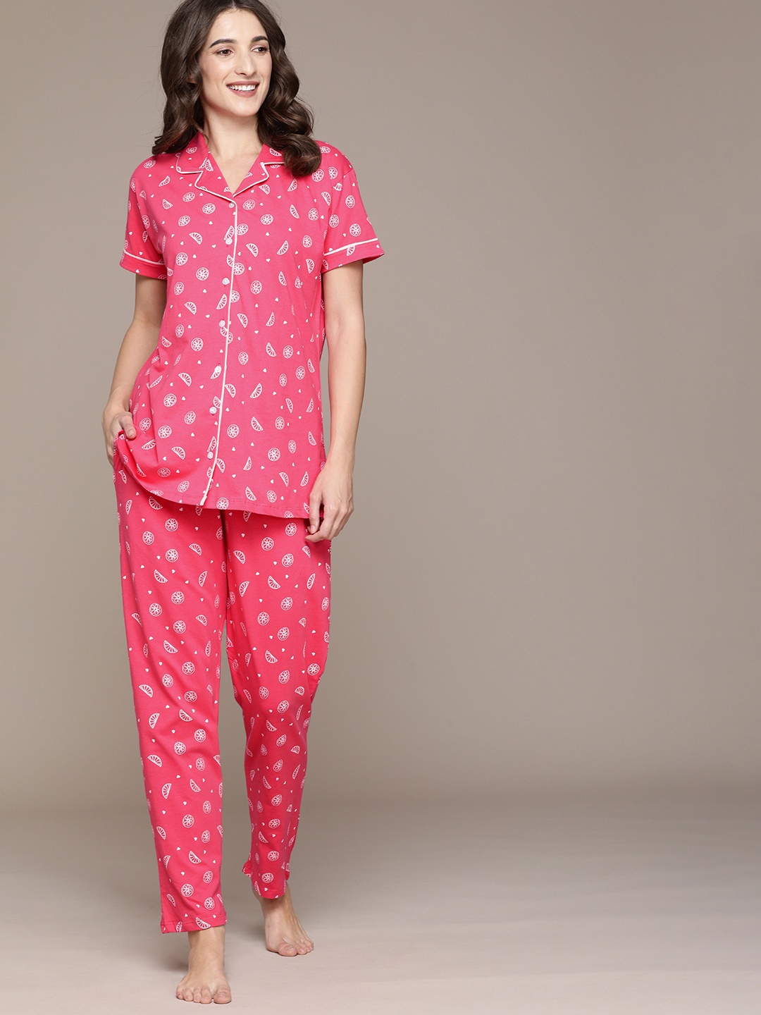 

beebelle Women Pink Printed Night suit