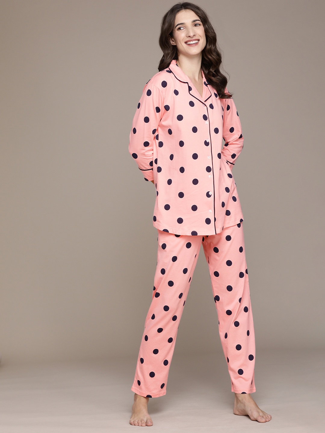 

beebelle Women Peach-Coloured Printed Night suit