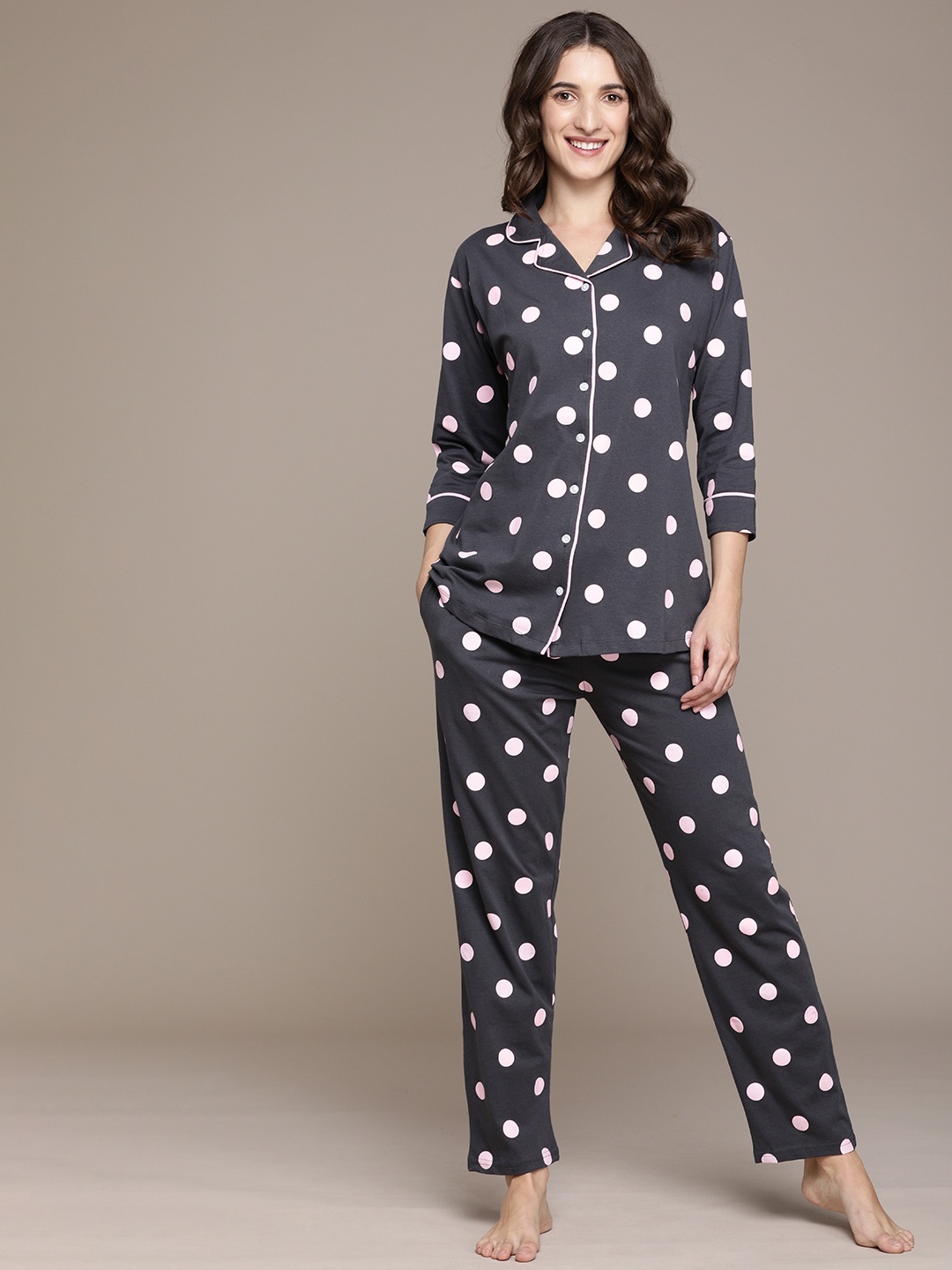 

beebelle Women Grey Printed Night suit