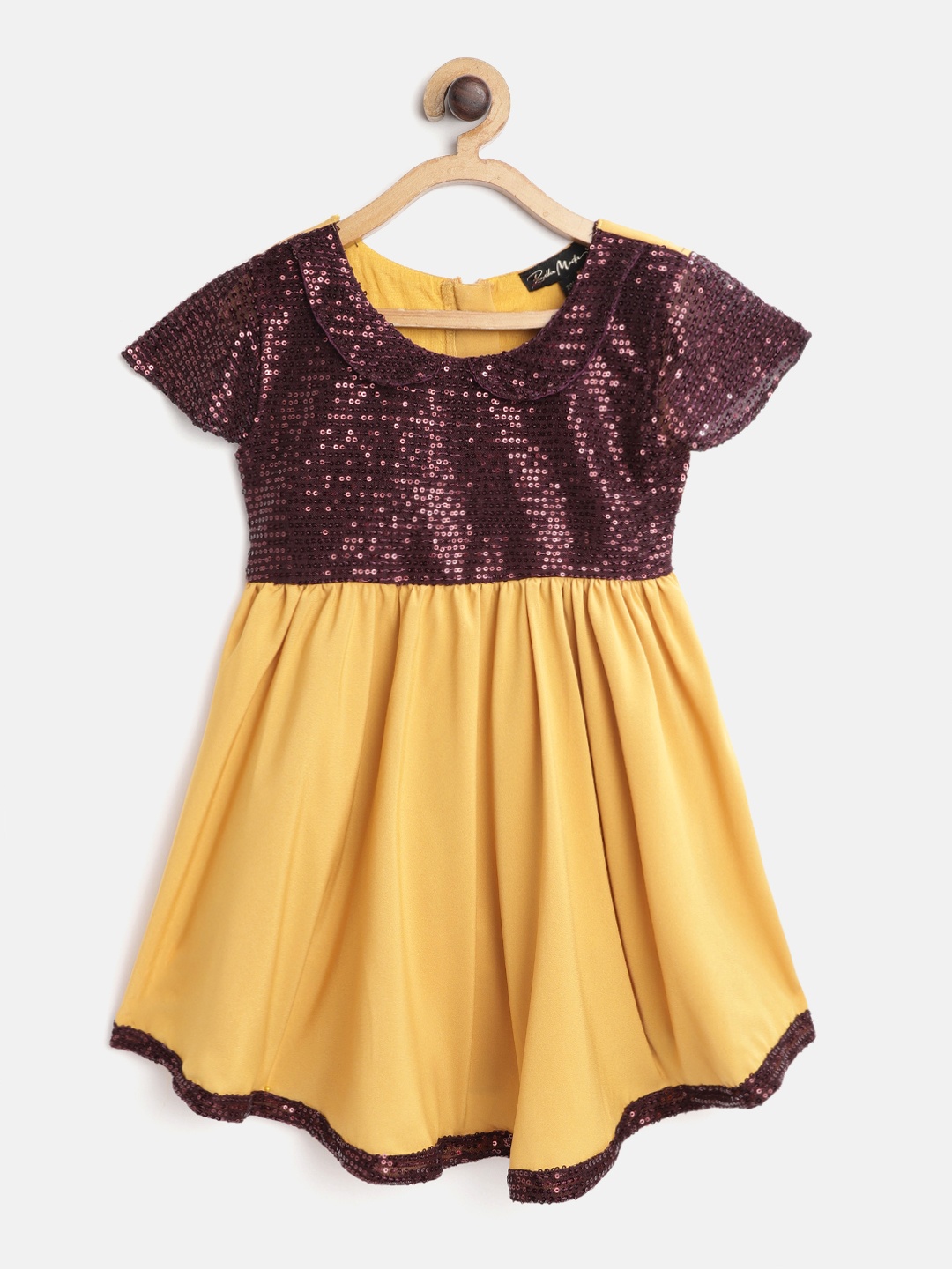 

Bella Moda Burgundy & Yellow Embellished Dress