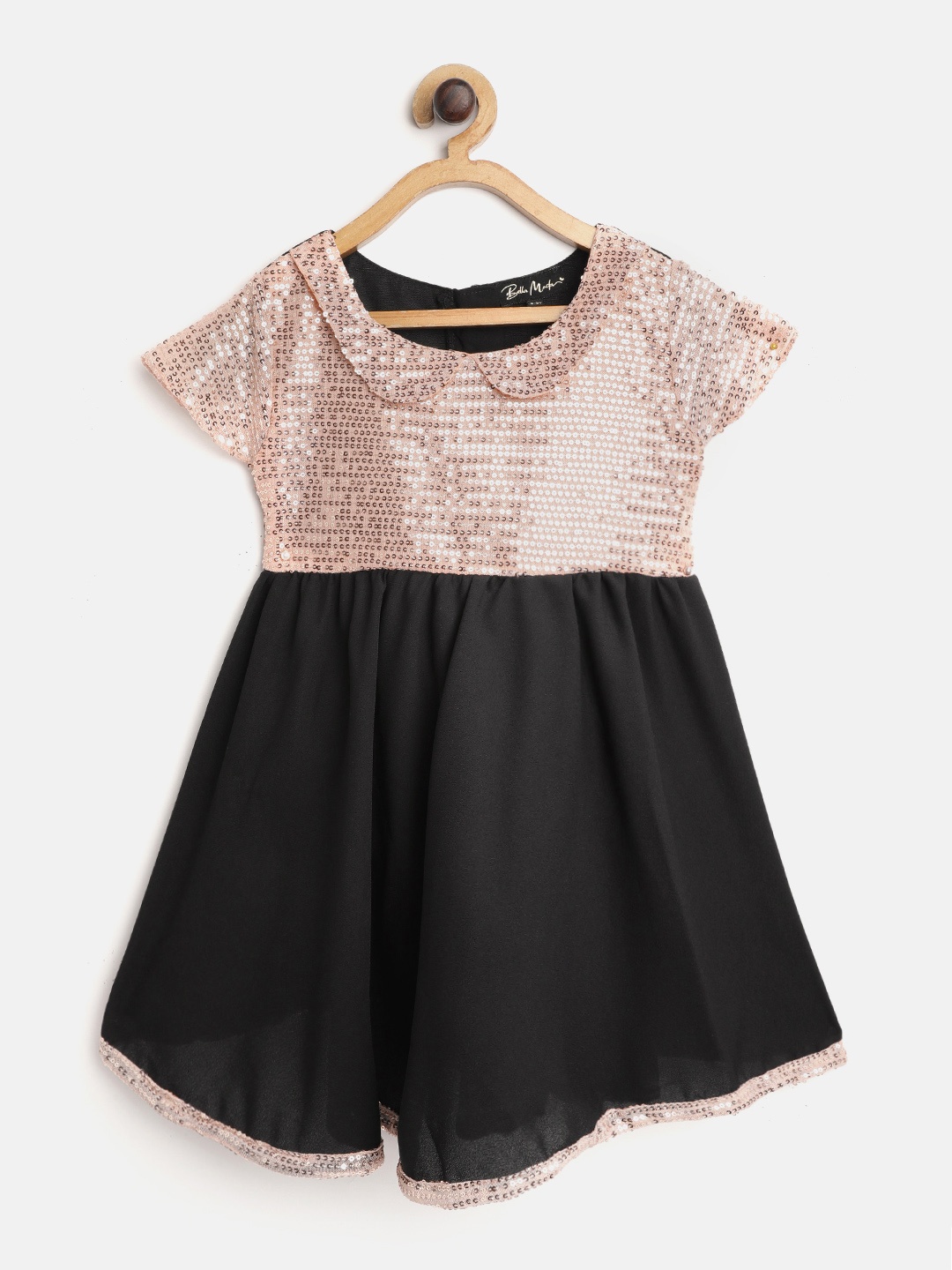 

Bella Moda Gold-Toned & Black Embellished Dress