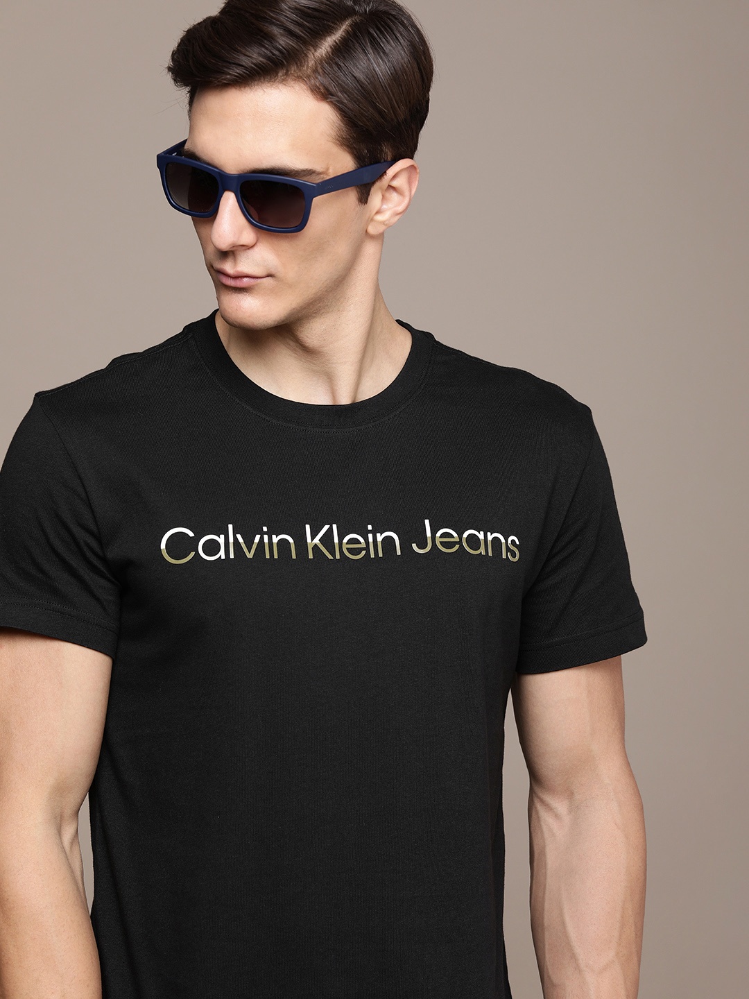 

Calvin Klein Jeans Men Black Brand Logo Organic Cotton T-shirt