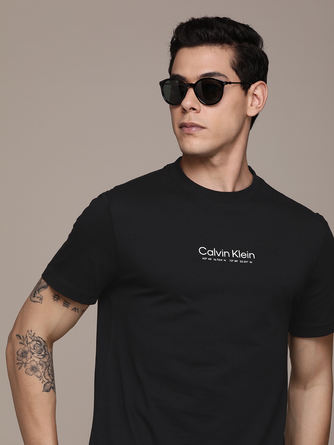 

Calvin Klein Jeans Men Black Brand Logo Printed Pure Cotton T-shirt