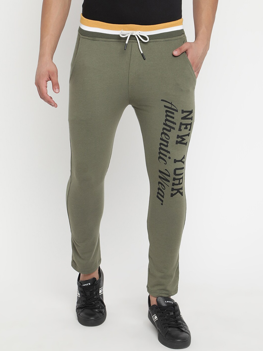 

V2 Value & Variety Men Olive Green Printed Cotton Track Pants