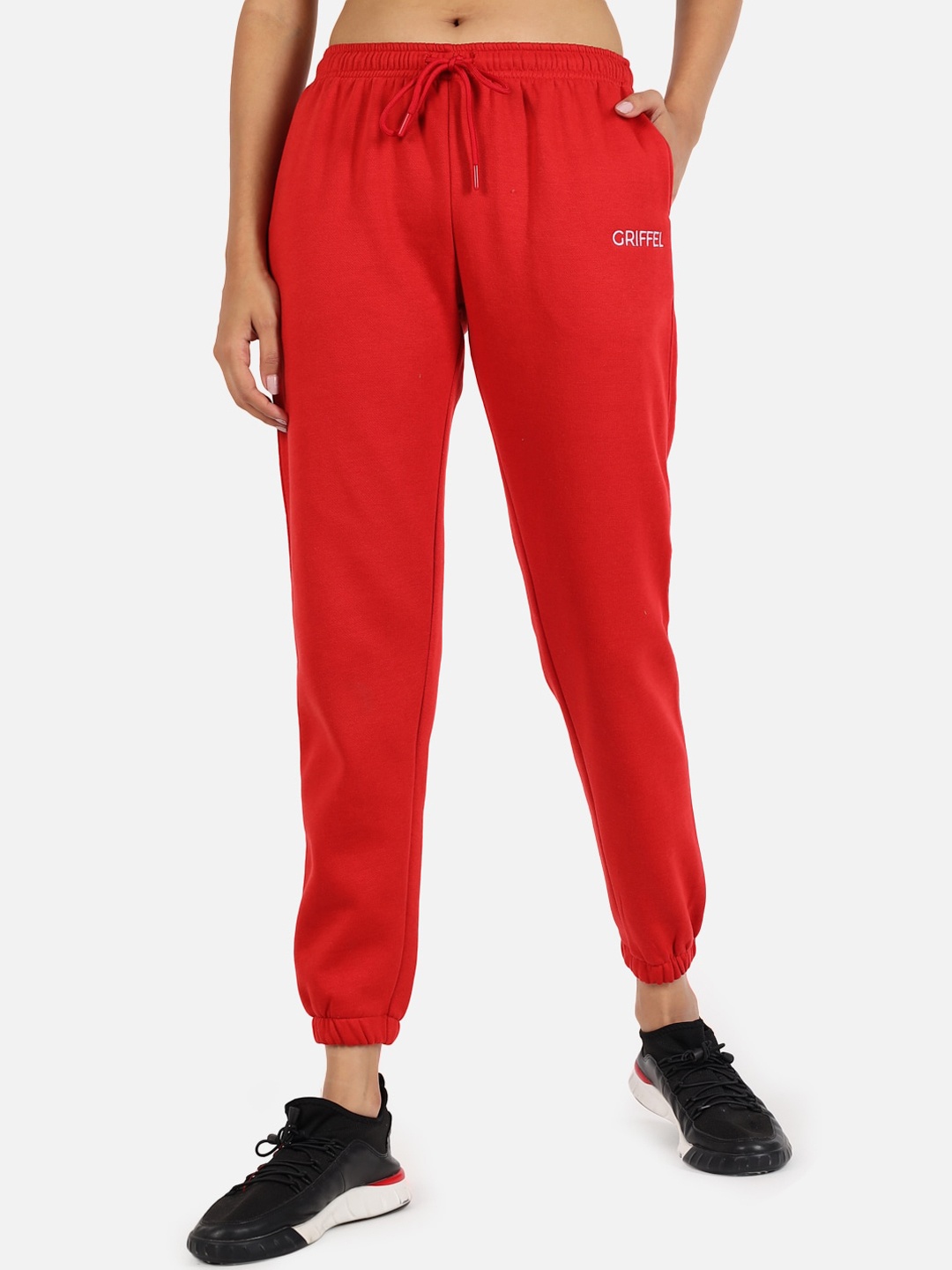 

GRIFFEL Women Red Solid Joggers