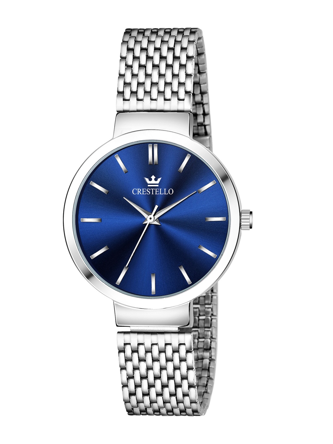 

CRESTELLO Women Blue Dial & Silver Toned Stainless Steel Bracelet Style Straps Analogue Watch