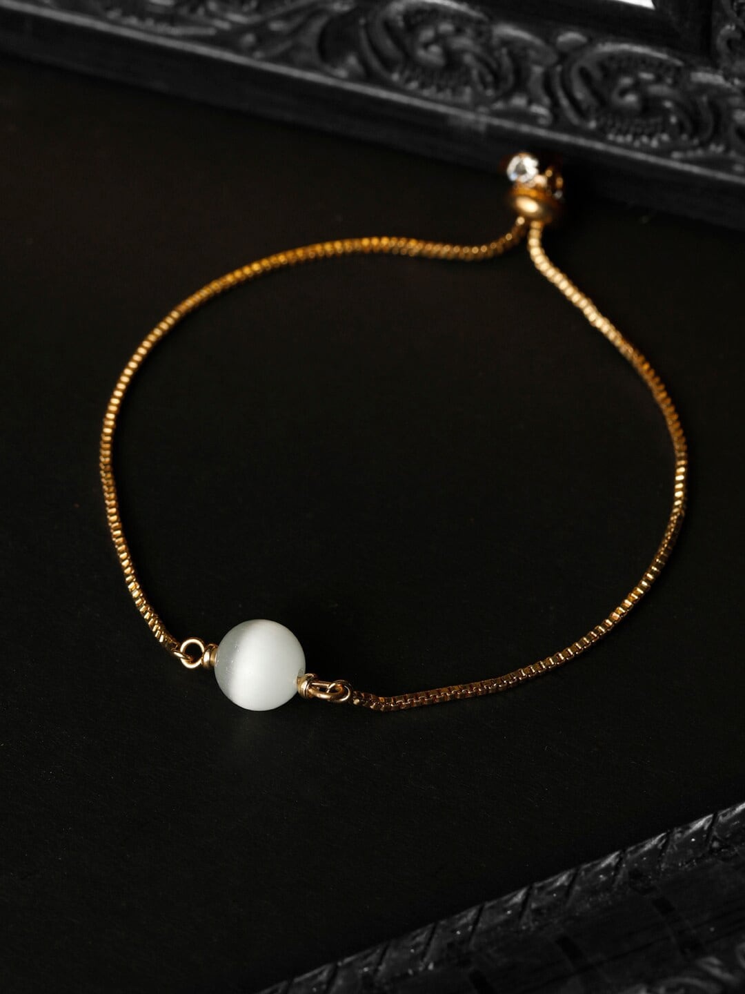 

PRITA BY PRIYAASI Women Rose Gold & White Brass Rose Gold-Plated Charm Bracelet