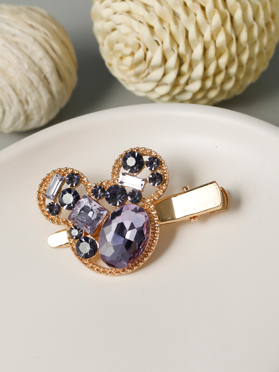 

PRITA BY PRIYAASI Women Gold-Toned & Purple Embellished Alligator Hair Clip