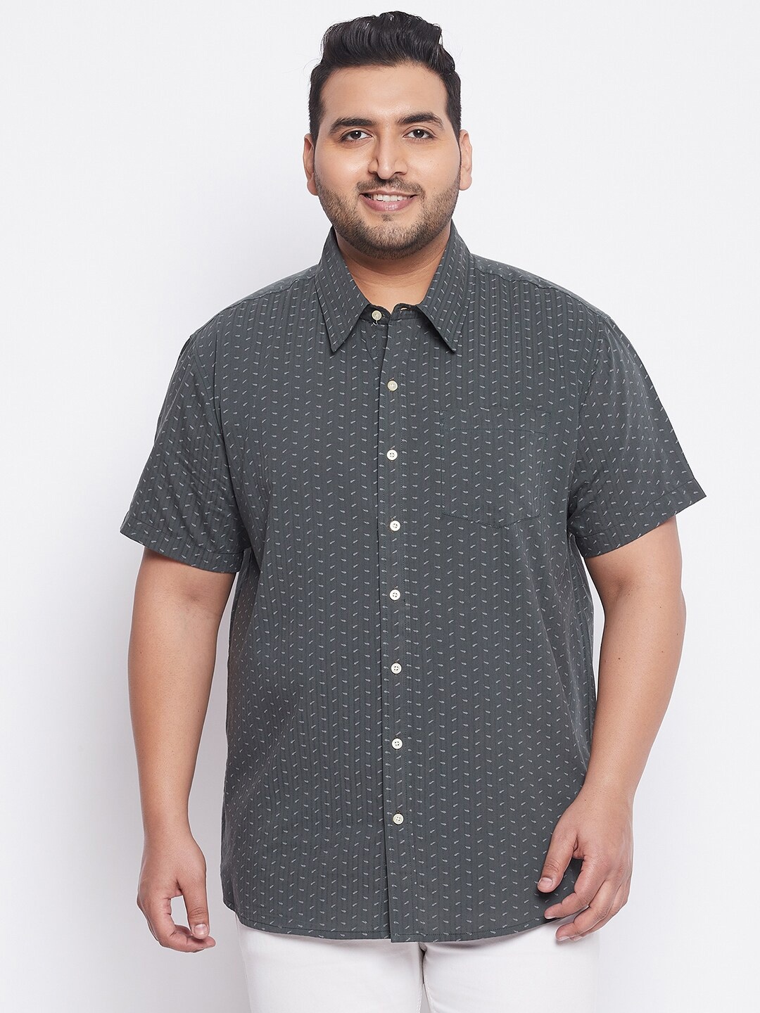 

bigbanana Plus Size Men Green Comfort Printed Casual Shirt