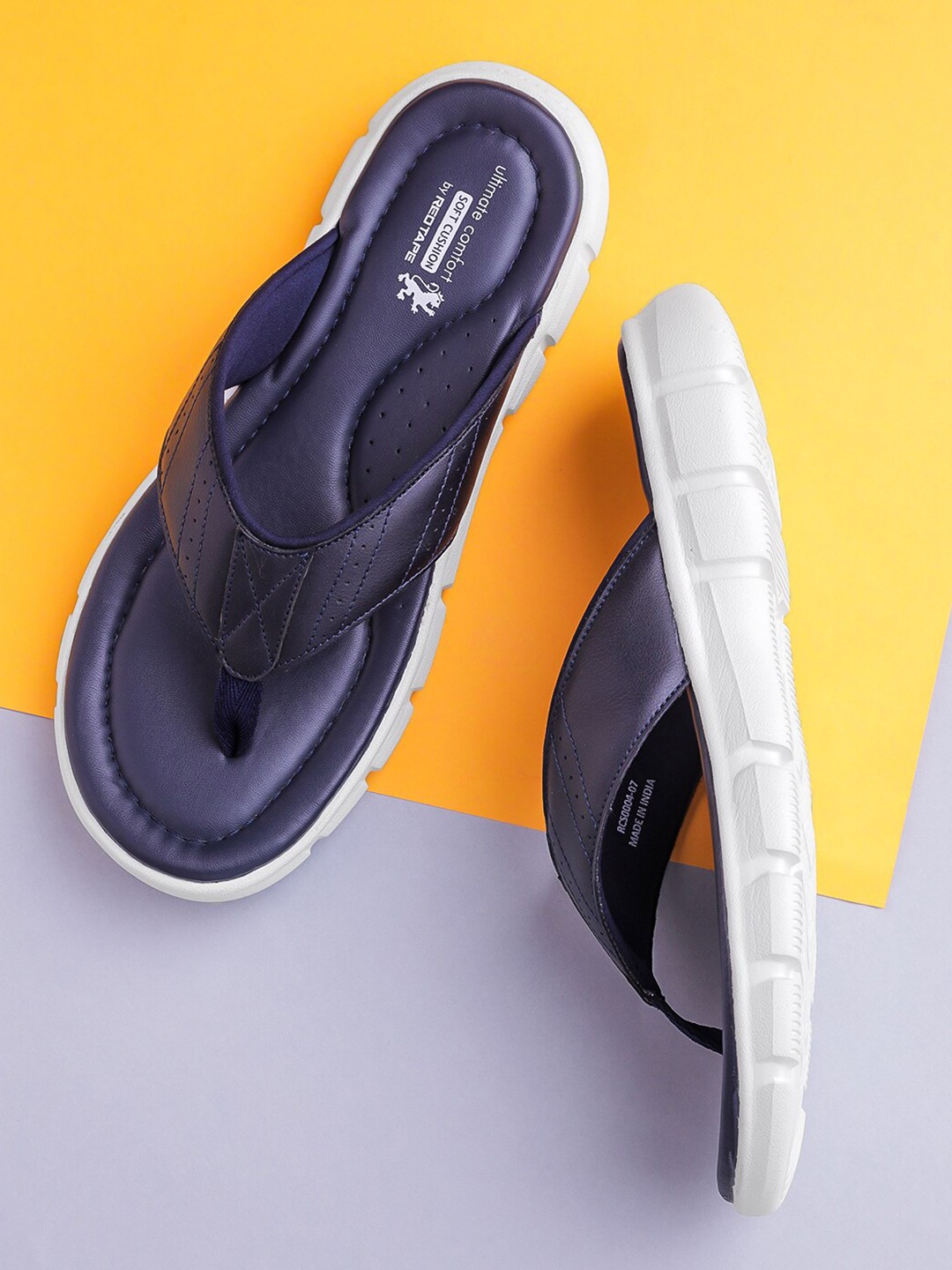

Red Tape Men Navy Blue & White Comfort Sandals