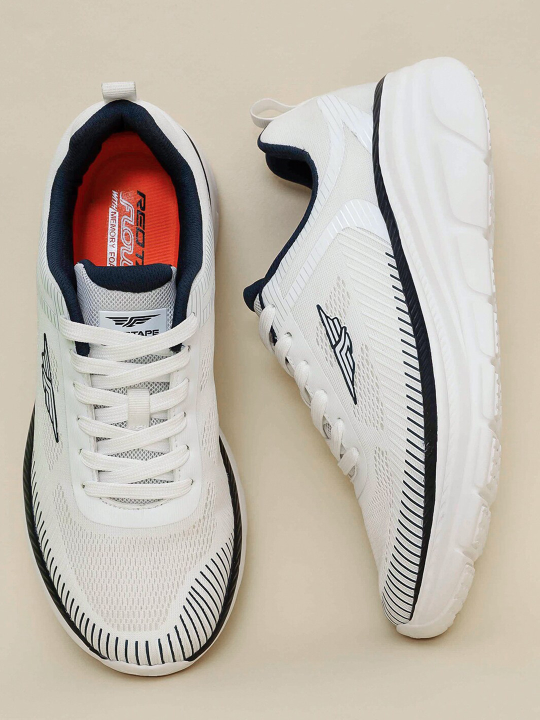 

Red Tape Men White & Black Mesh Walking Shoes