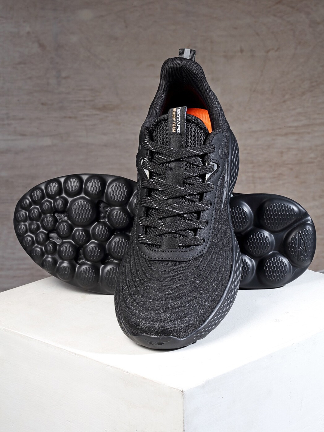 

Red Tape Men Black Mesh Walking Shoes