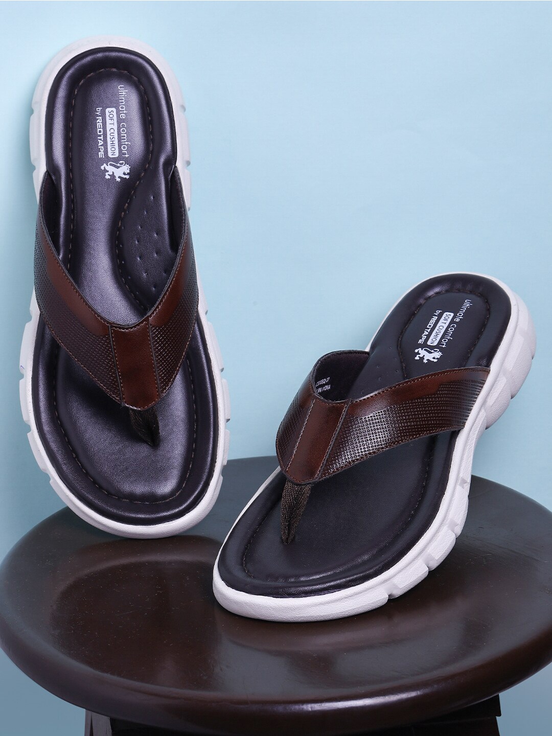 

Red Tape Men Brown & White Comfort Sandals