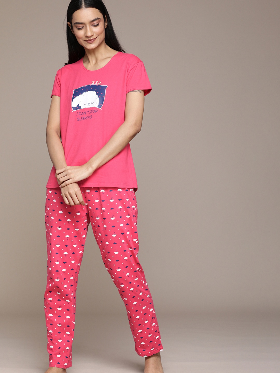 

beebelle Women Pink Printed Night suit
