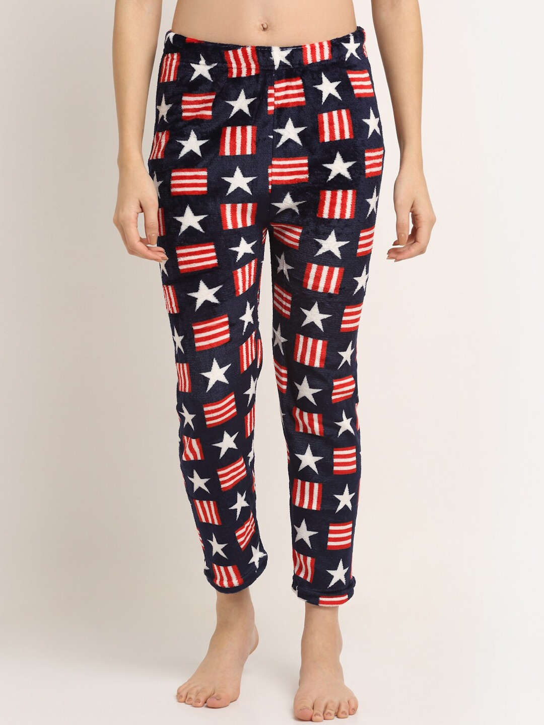 

NEUDIS Women Navy Blue & Red Printed Lounge Pants