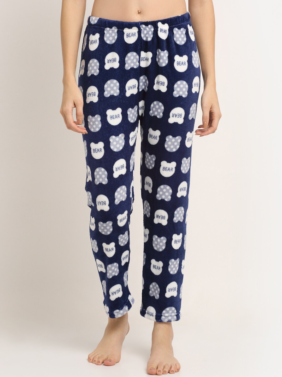 

NEUDIS Women Navy Blue & White Printed Lounge Pants