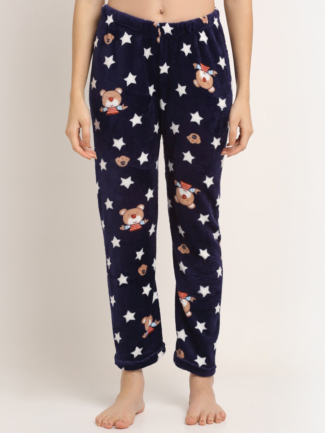 

NEUDIS Women Navy Blue & White Printed Lounge Pants