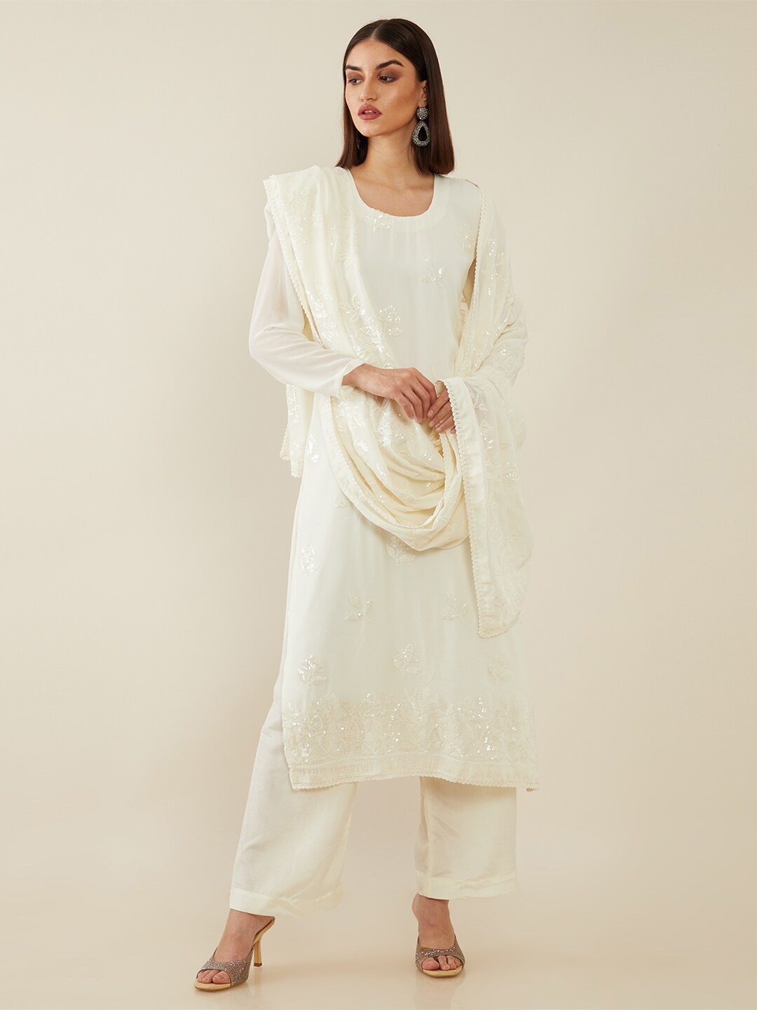 

Soch Off White Embroidered Unstitched Dress Material