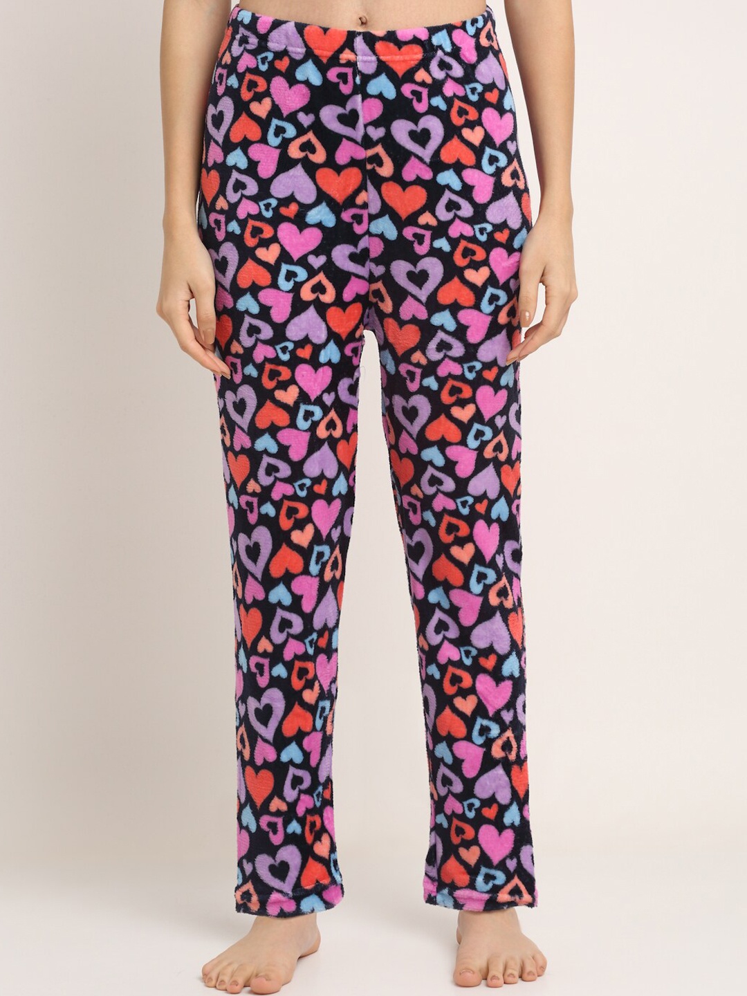 

NEUDIS Woman Black & Purple Printed Warm Fleece Lounge Pants