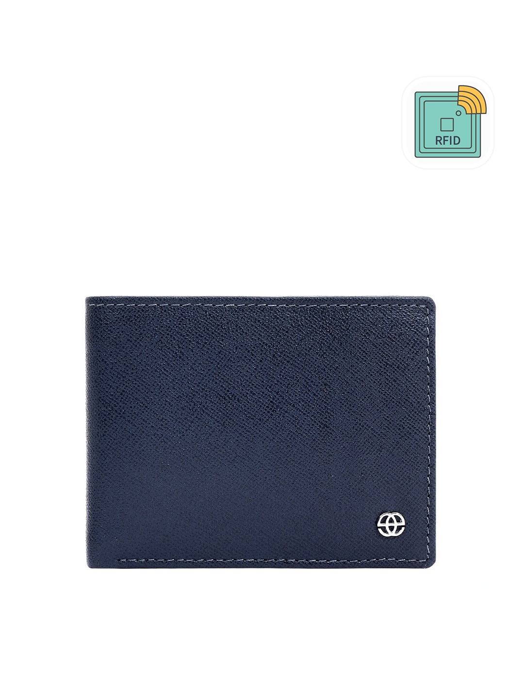 

Eske Men Navy Blue Textured Leather Two Fold Wallet