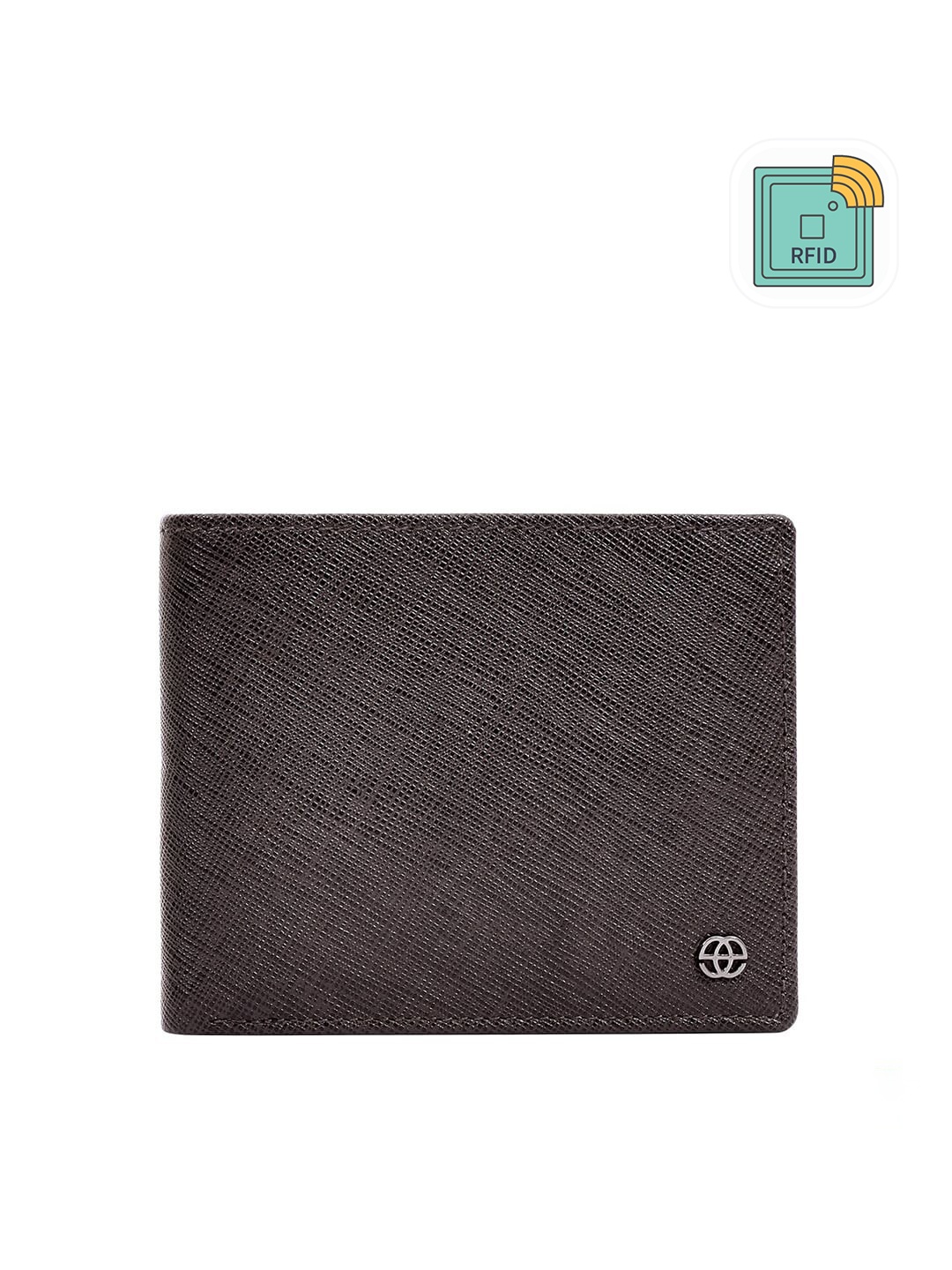 

Eske Men Brown Textured Leather Two Fold Wallet