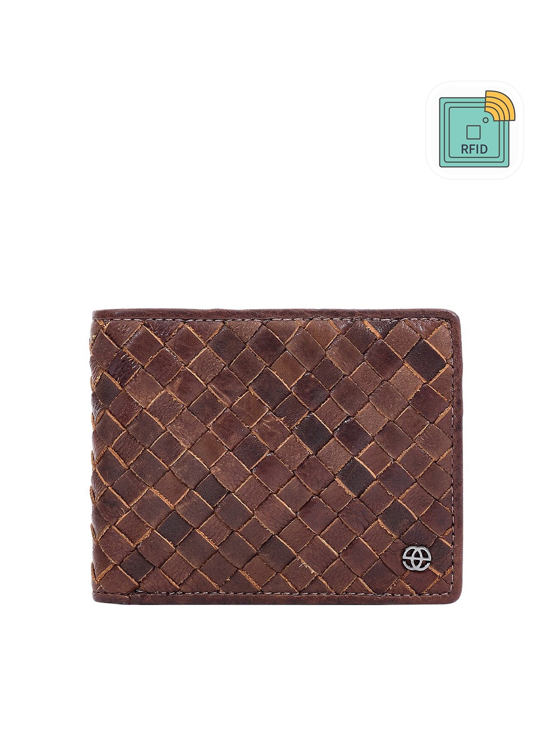 

Eske Men Tan Textured Leather Two Fold Wallet