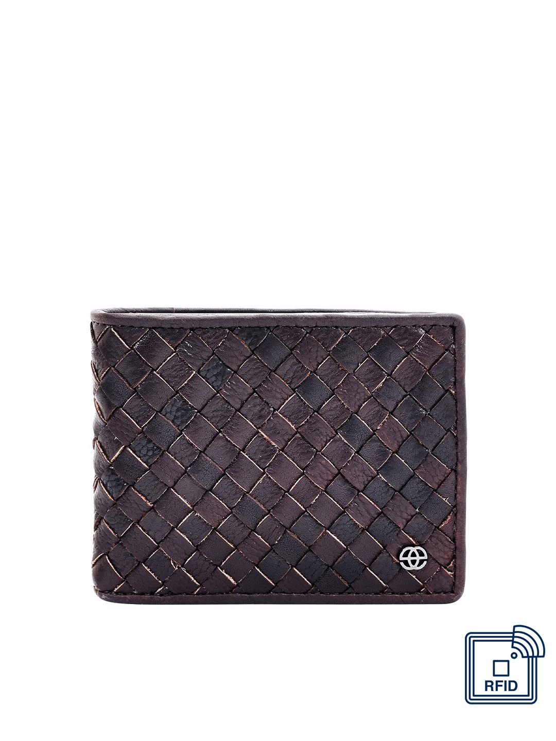 

Eske Men Brown Textured Leather Two Fold Wallet