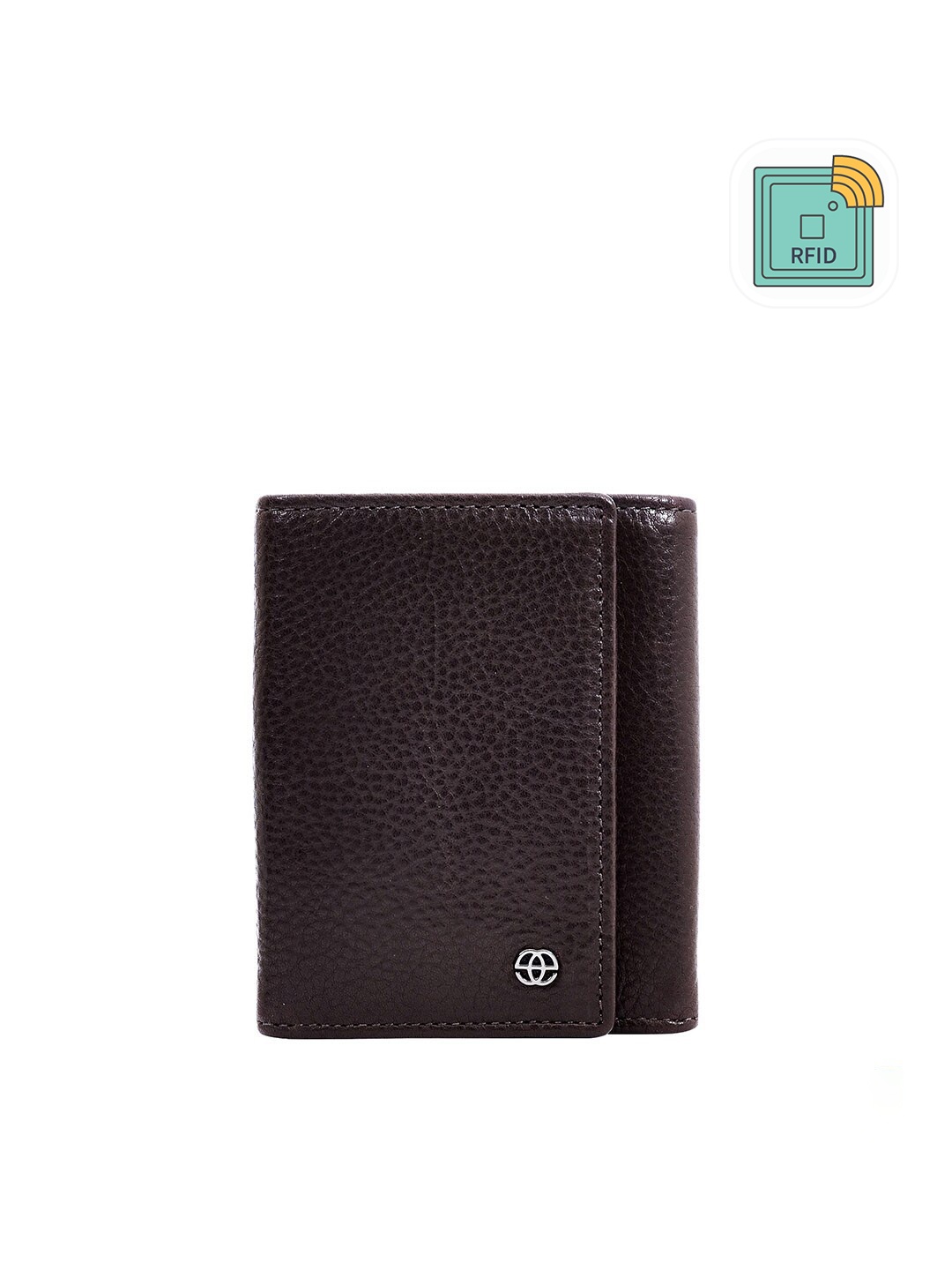 

Eske Men Brown Textured Leather Three Fold Wallet