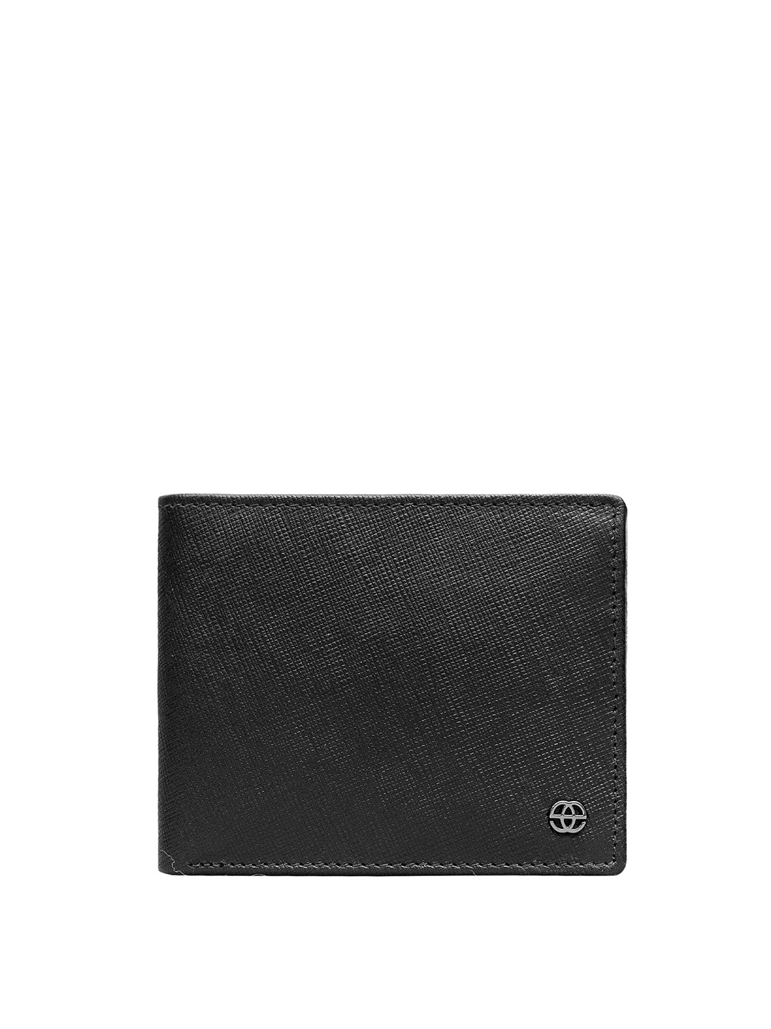 

Eske Men Textured Leather Two Fold Wallet, Black