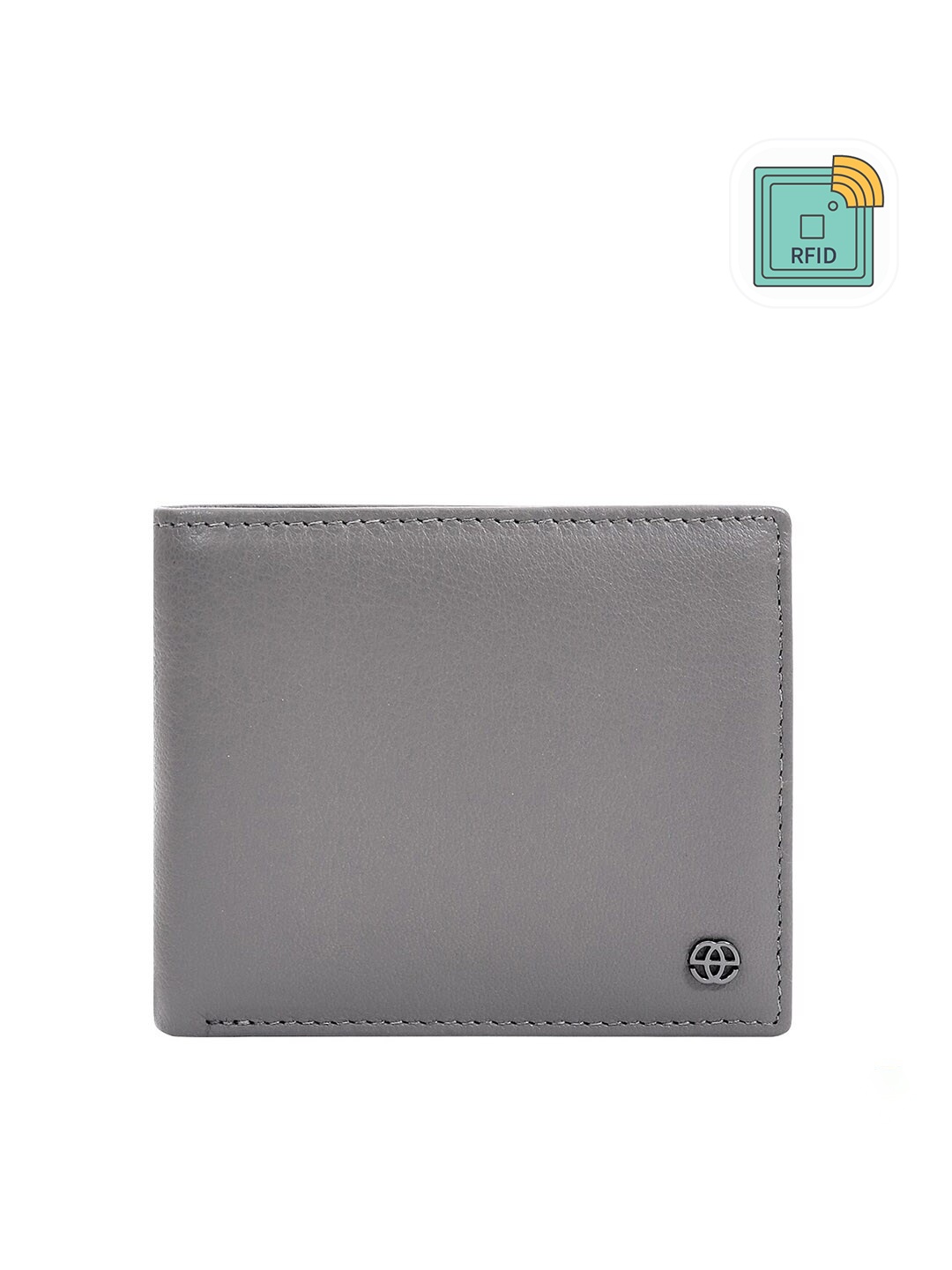 

Eske Men Grey Leather Solid Two Fold Wallet