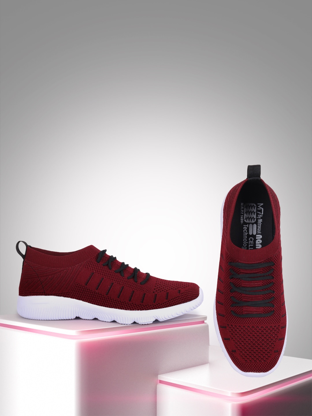 

M7 by Metronaut Men Maroon Woven Design Slip-On Sneakers