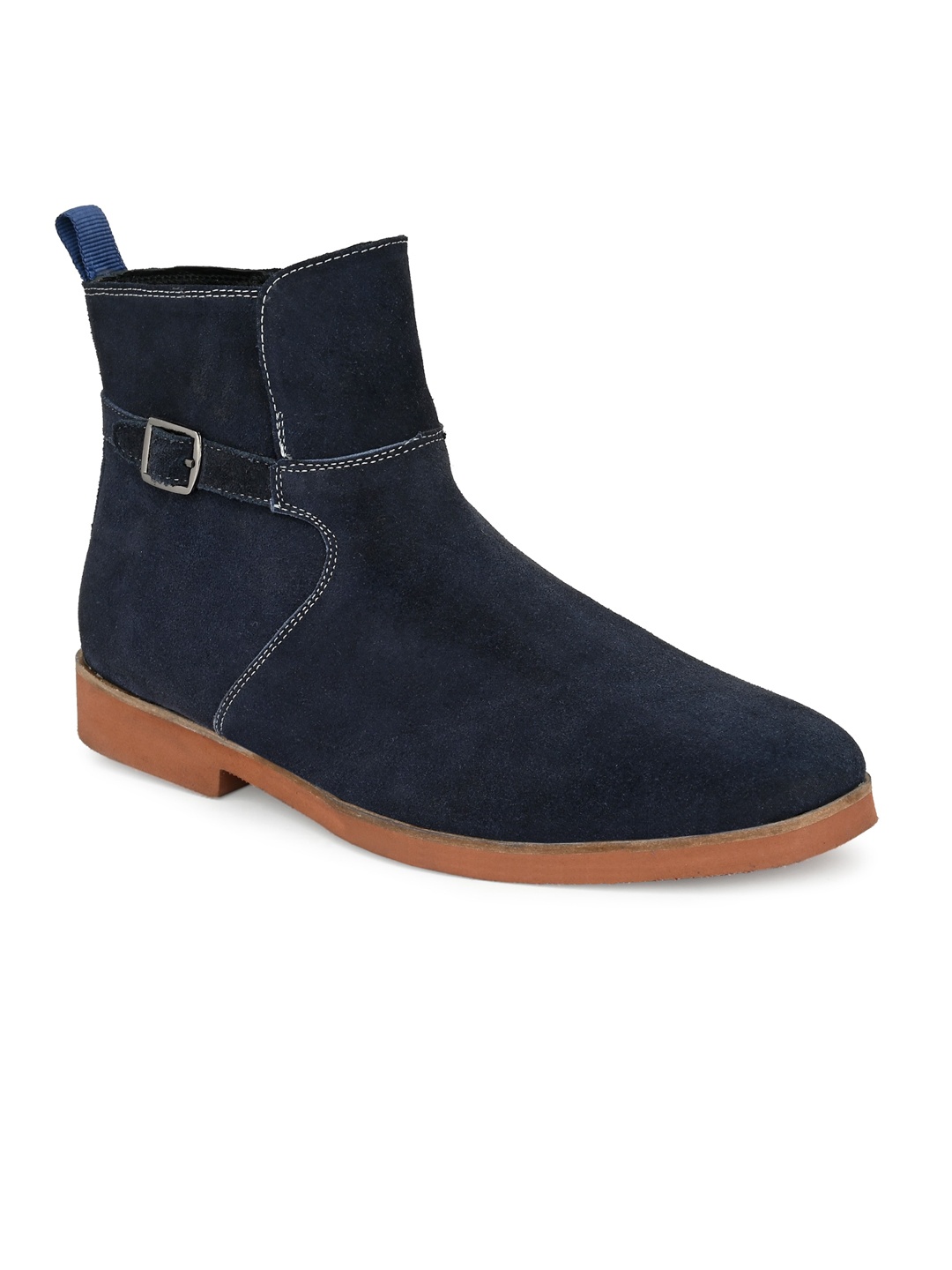 

San Frissco Men Blue Solid Leather Boots