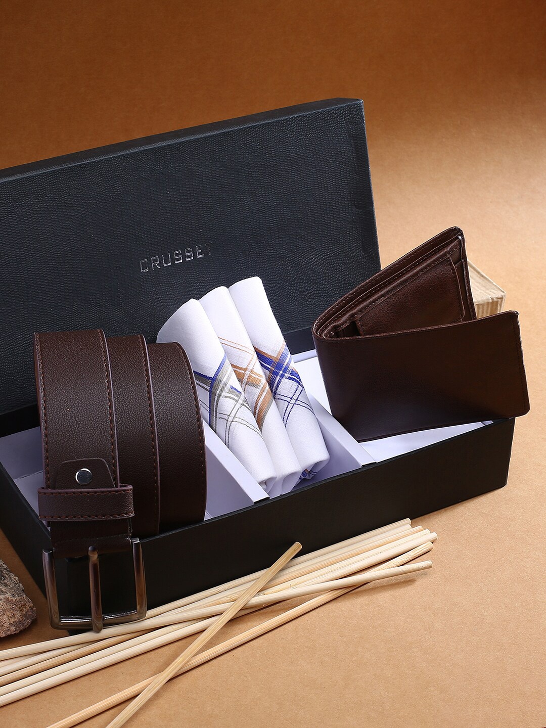 

CRUSSET Men Brown & White Accessory Gift Set Combo
