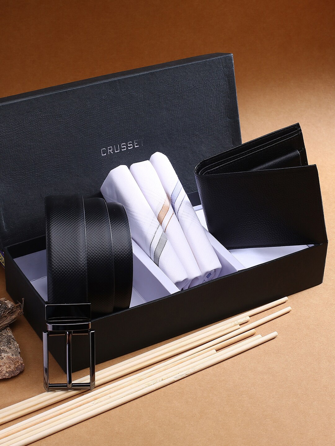 

CRUSSET Men Black & Brown Formal Accessory Gift Set