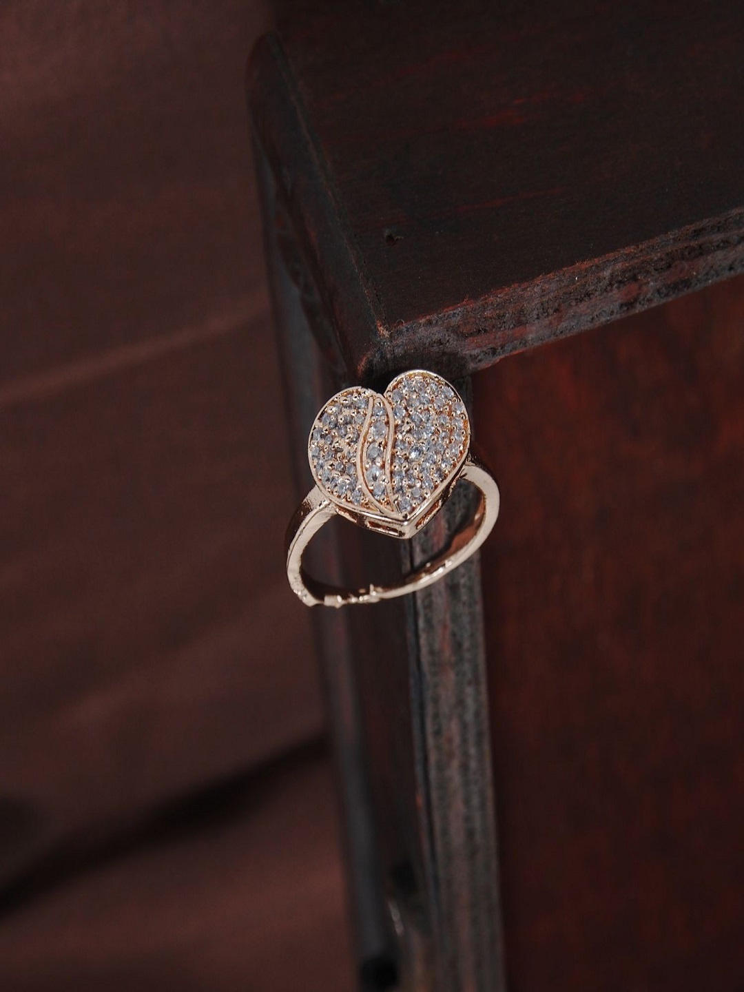 

I Jewels White Rose Gold-Plated AD Studded Adjustable Finger Ring