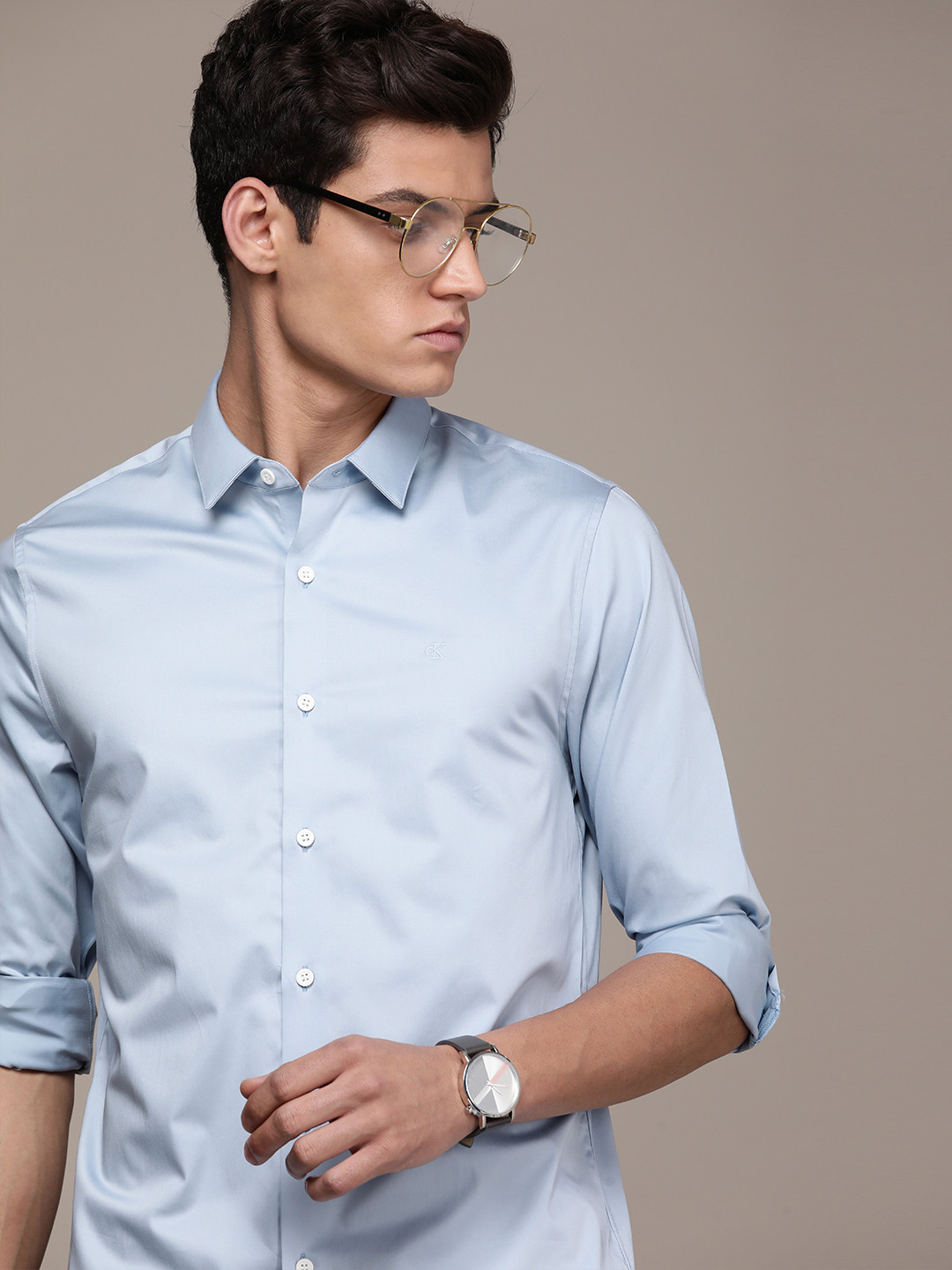

Calvin Klein Jeans Men Blue Solid Slim Fit Casual Shirt