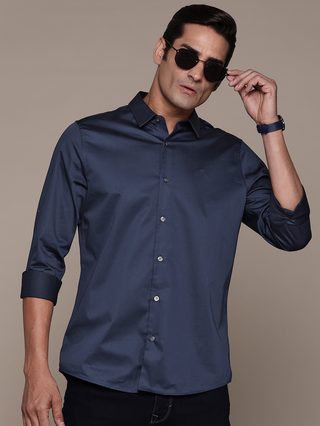 

Calvin Klein Jeans Slim Fit Opaque Casual Shirt, Navy blue