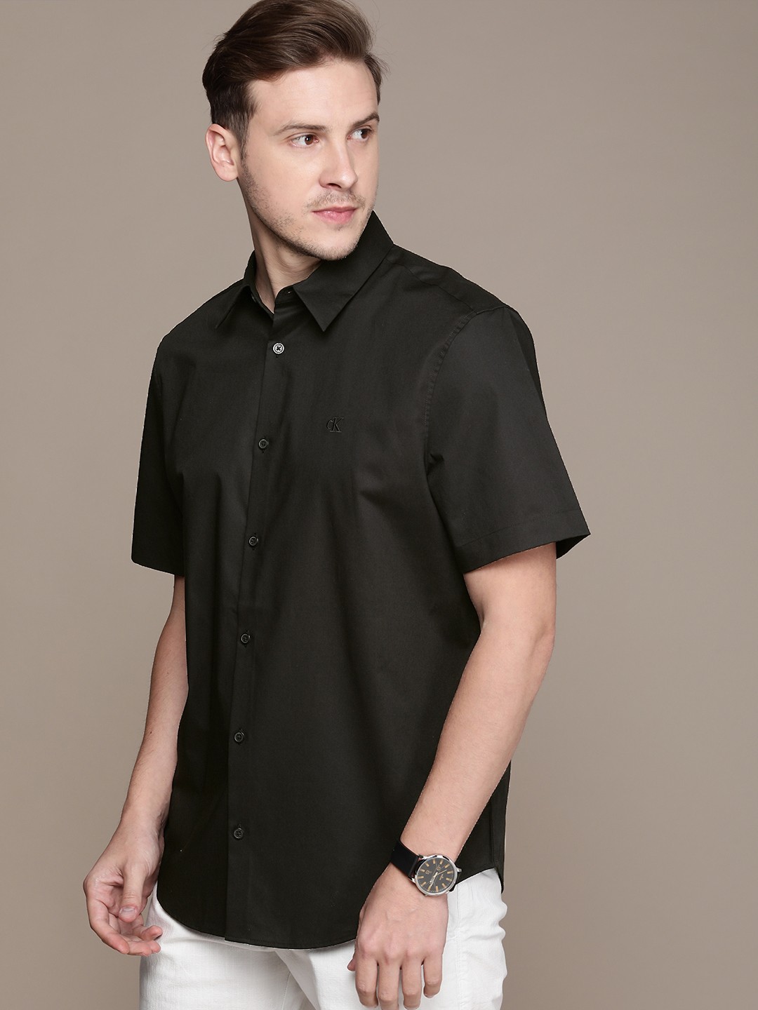 

Calvin Klein Jeans Men Black Slim Fit Casual Shirt